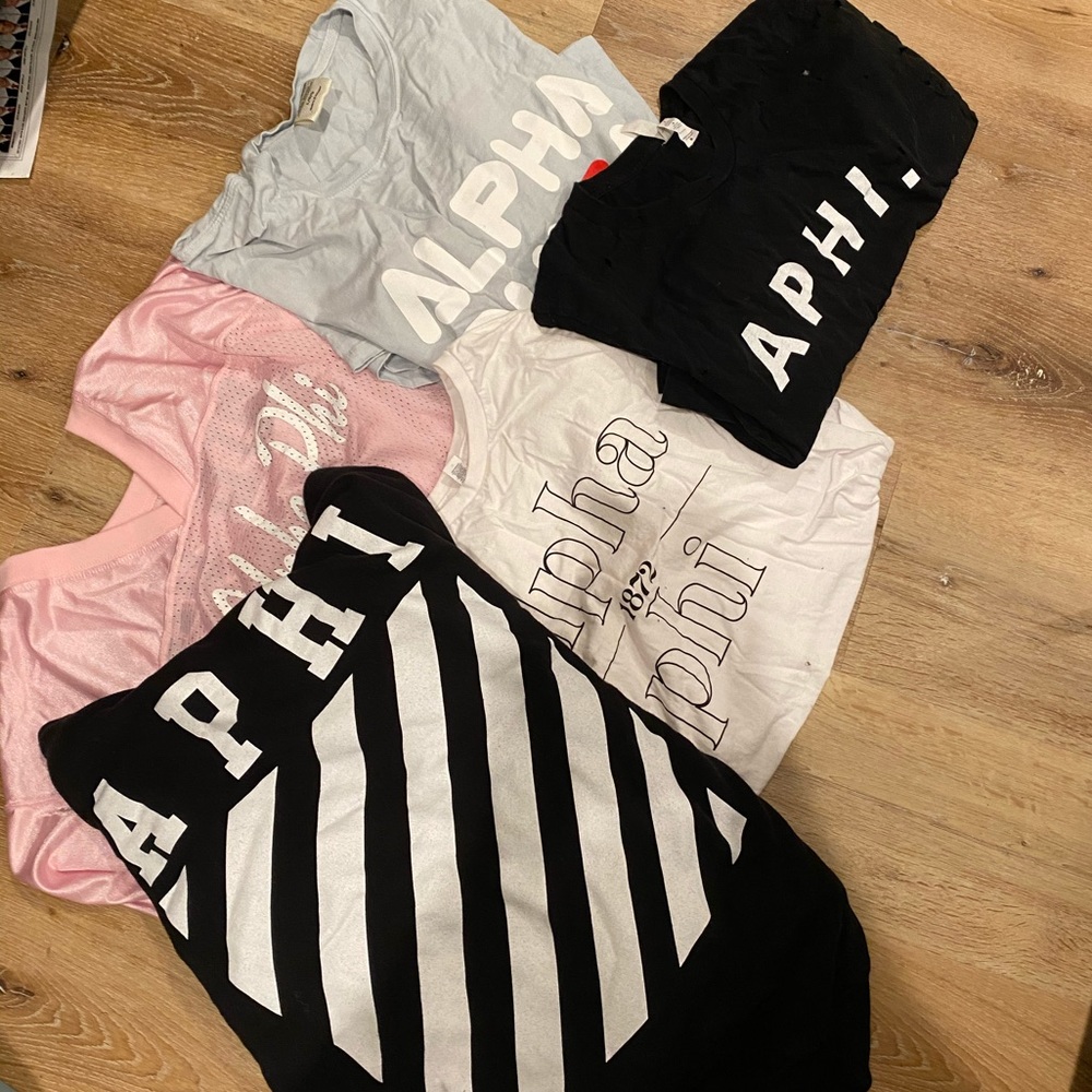 alpha phi set (1 hoodie, 4 shirts)